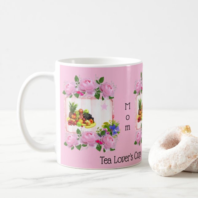 Roses roses roses Floral Fruit Tea Lover's Cup Mug (Avec donut)