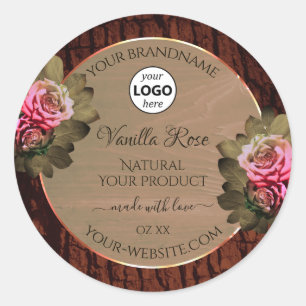 Roses roses roses florales Étiquettes Logo de grai