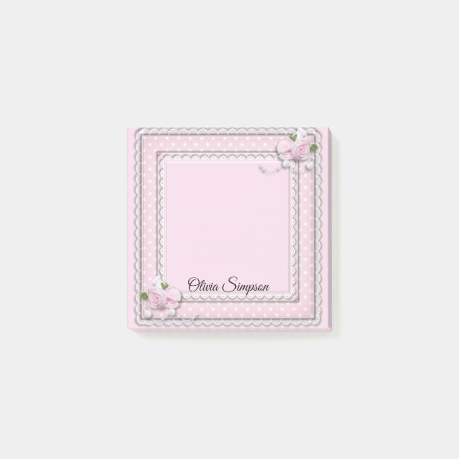 Roses Roses Roses, Perles Et Dentelles Post-it Not (Devant)