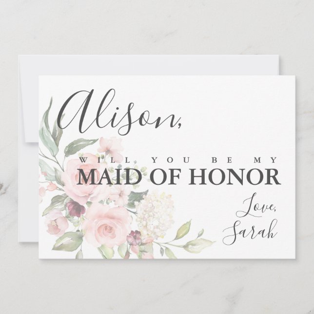 Roses roses roses romantiques Maid of Honor Carte  (Devant)