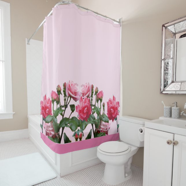 ROSES ROSES ROSES ROSES DOUCHE RIDEAU (En situation)