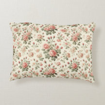 Roses roses roses sur crème Vintage Coussin accent