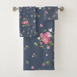 Roses roses roses Vintages Motif Floral Navy Bleu 
