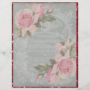 Roses roses sur Gris avec Parties scintillant roug