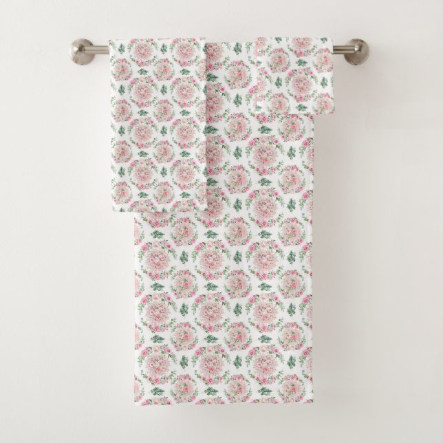 Roses roses verts feuillage d'eucalyptus Cadeau (En situation)