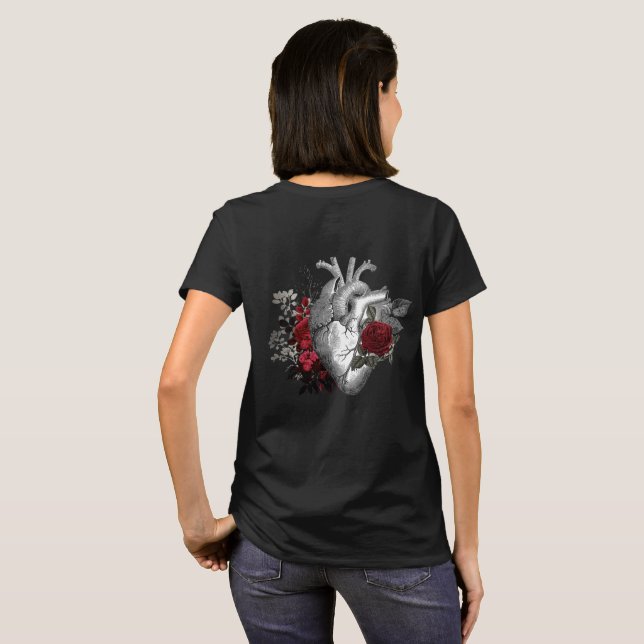 Roses rouge sang avec coeur vintage T-shirt (Dos entier)