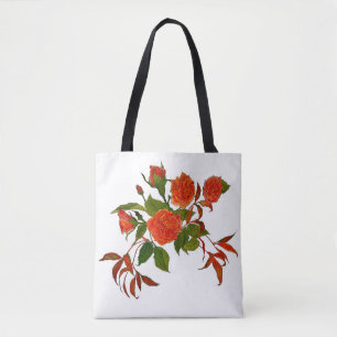 Roses rouges avec Sac fourre-tout feuille rouge