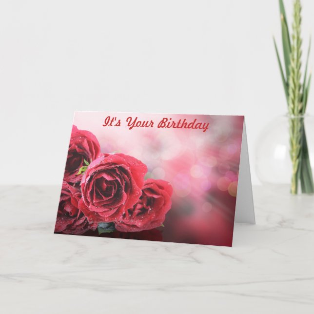 ROSES ROUGES C'EST VOTRE CARTE D'ANNIVERSAIRE (Devant)