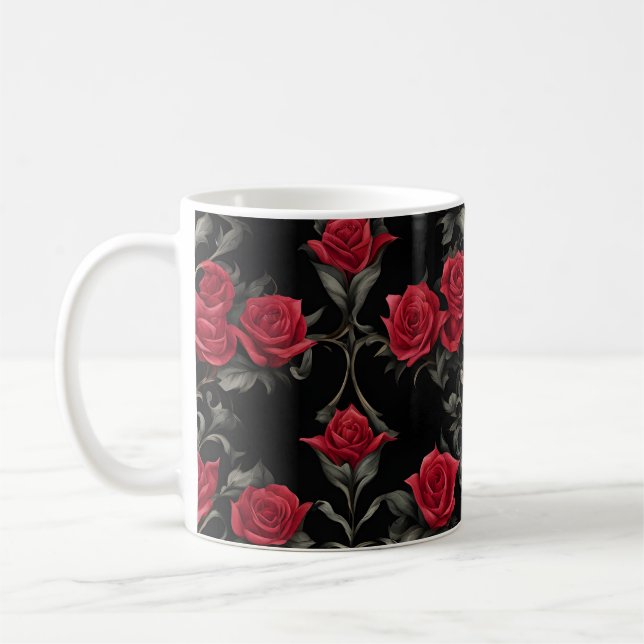 Roses rouges de Goth sur le noir #2 Mug (Gauche)