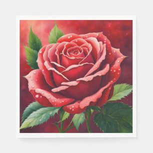 Roses Rouges Élégantes Belles serviettes en papier