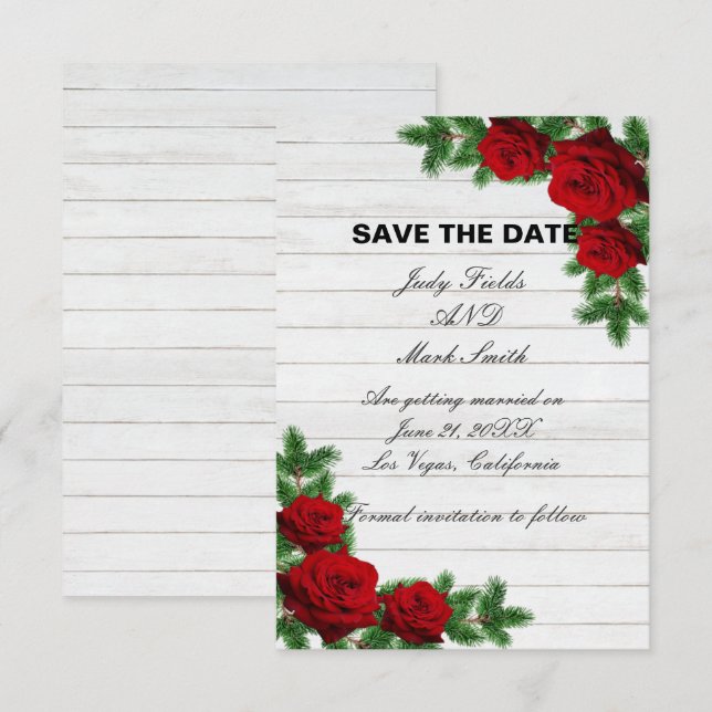 Roses Rouges Et Pins Succursale Noël Enregistrer L (Devant / Derrière)