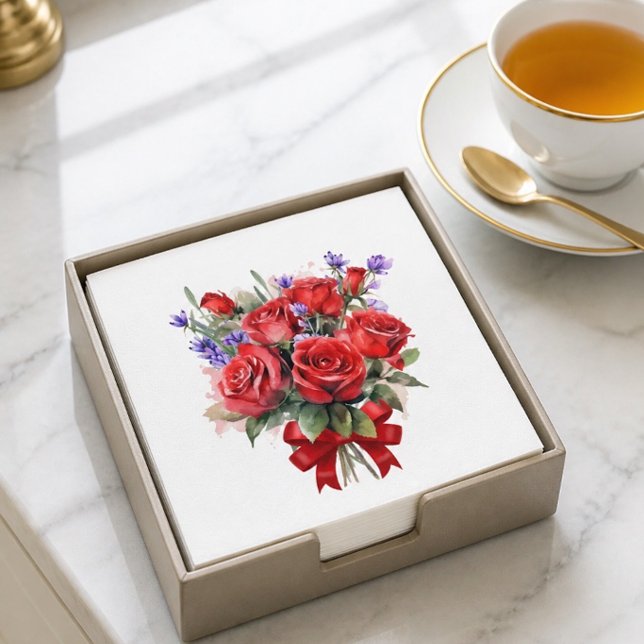 Roses rouges et serviettes en papier à la lavande (Créateur téléchargé)