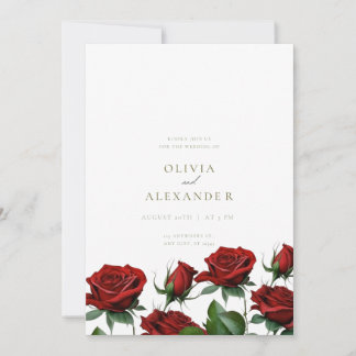 Roses rouges Faire-part de mariage moderne