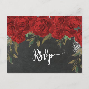 roses rouges floraux mariage rsvp carte postale
