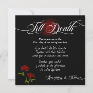 Roses rouges gothiques et invitations noires de ma
