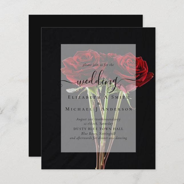 Roses rouges gothiques Mariage gothique Inviter (Devant / Derrière)