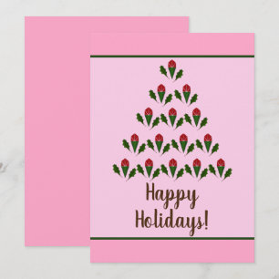 Roses rouges & Green Holly Arbre de Noël Art, rose