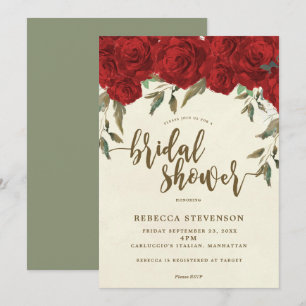 roses rouges invitation à la douche nuptiale fleur