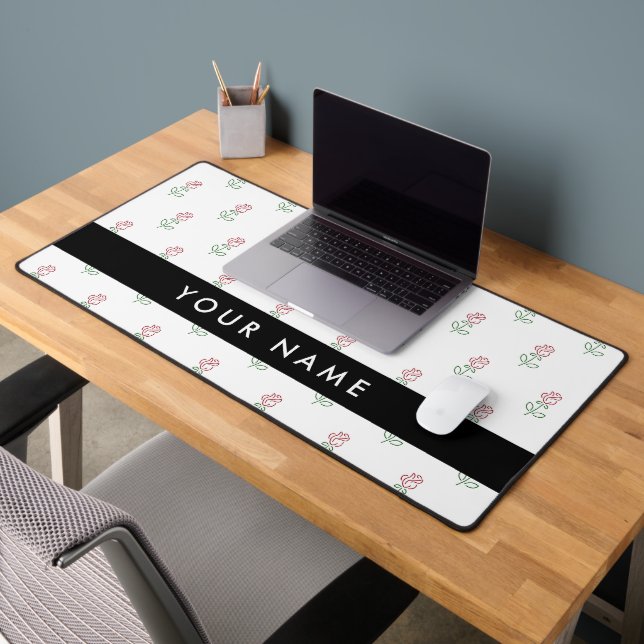 Roses Rouges, Motif De Roses, Votre Nom (Bureau 2)