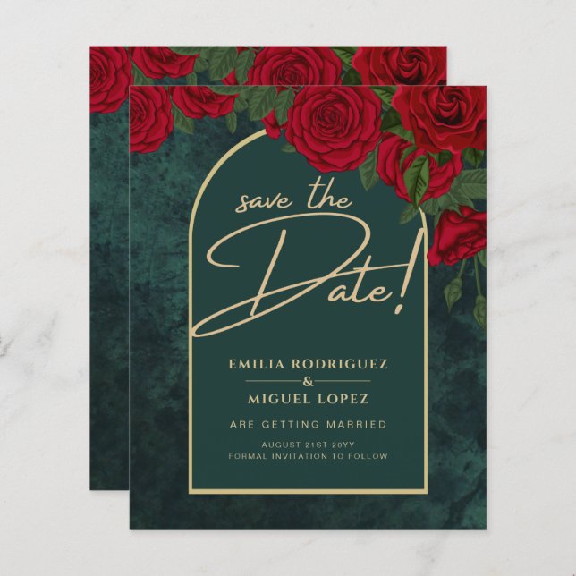 Roses Rouges Or Vert Forêt Hiver SAUVEGARDEZ LA DA (Devant / Derrière)