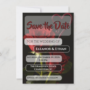 Roses Rouges Romantiques Invitation de Mariage d'A