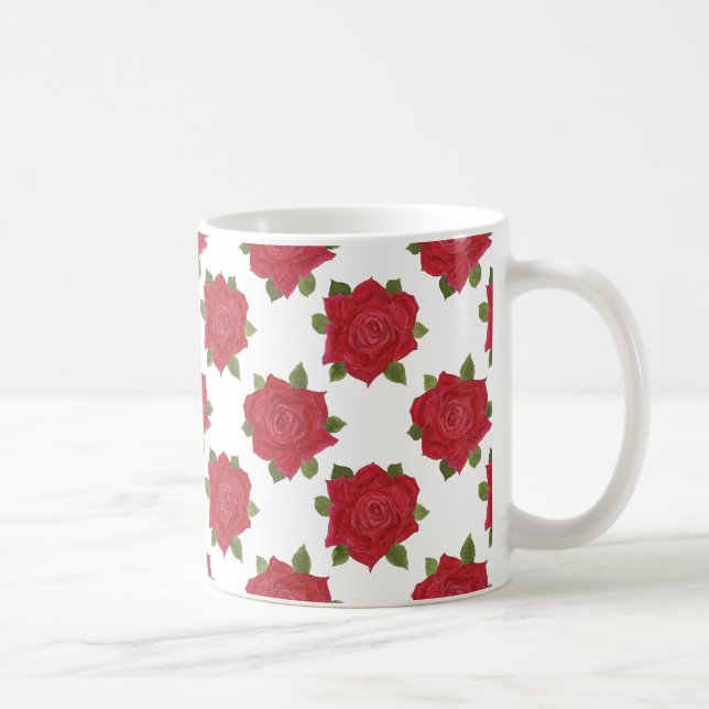 Roses rouges romantiques Mug de café personnalisé (Droite)
