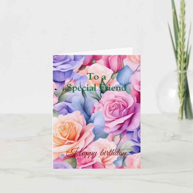 Roses rouges roses pour une carte d'anniversaire s (Devant)