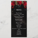 Roses rouges sur la carte noire de menu de mariage<br><div class="desc">Roses rouges sur la carte noire de menu de mariage. Articles assortis dans mon magasin.</div>