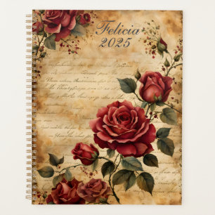 Roses rouges sur vieux parchemin