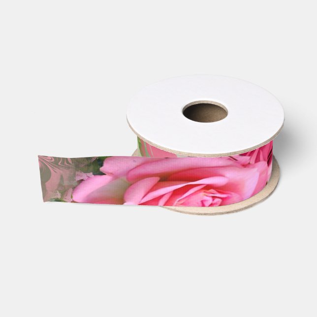 Roses, ruban fait sur commande de gros-grain de (Bobine)