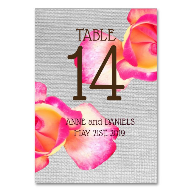 Roses rustiques, Cartes Numéro De Table (Par défaut)