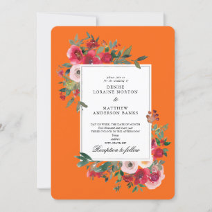 Roses sauvages et Faire-part de mariage orange
