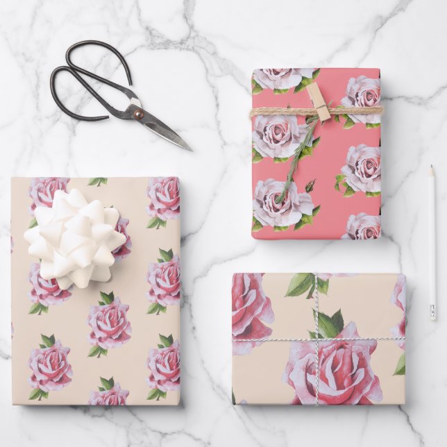 Roses sculpturaux sur papier d'emballage (Recto)