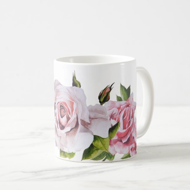 Roses sculpturaux sur une Mug classique (Devant droit)