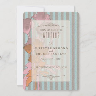 Roses sur lin - Carte Faire-part de mariage