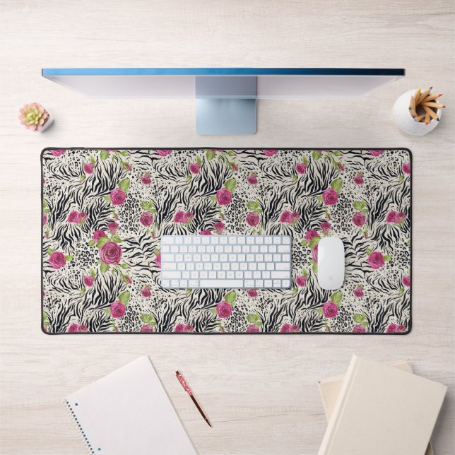 Roses sur Motif animal (Bureau 1)