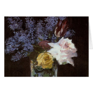 Roses, Tulipes, Lilacs dans un vase de cristal