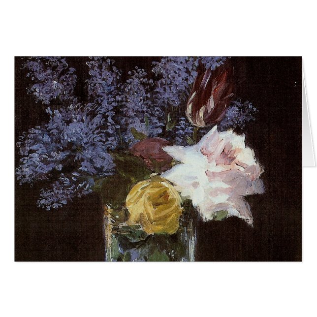 Roses, Tulipes, Lilacs dans un vase de cristal (Devant horizontal)