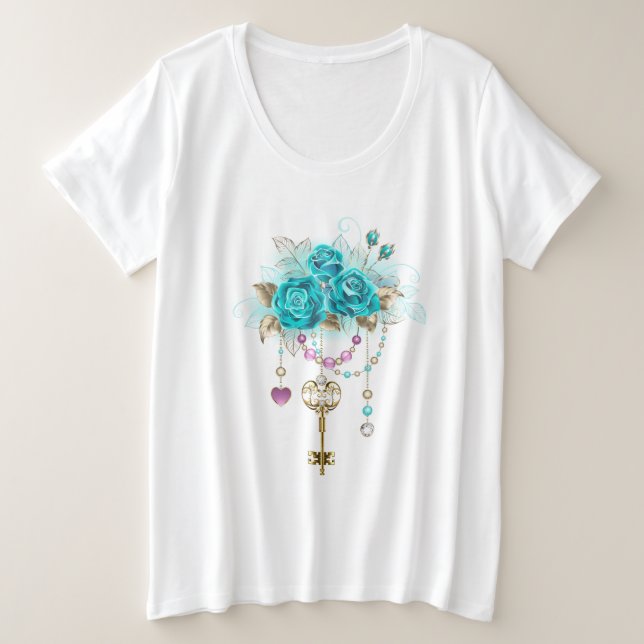 Roses turquoise avec touches (Design devant)