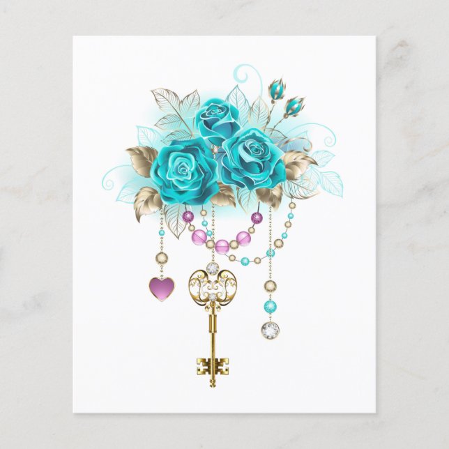 Roses turquoise avec touches (Devant)