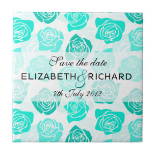 roses turquoise vintages "Sauvez la date" Carreau