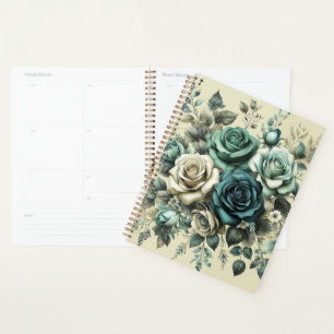 Roses turquoises et blanches