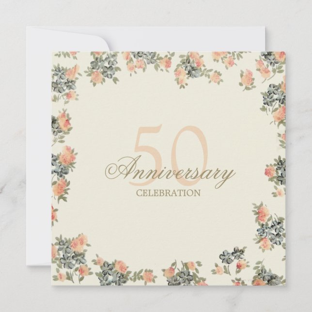 Roses Vintage - invitation d'anniversaire de maria (Devant)