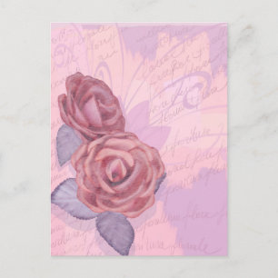 roses vintages, carte postale