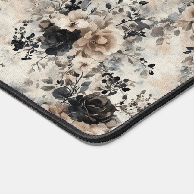 Roses vintages d'aquarelle en beige, noir (Coin)