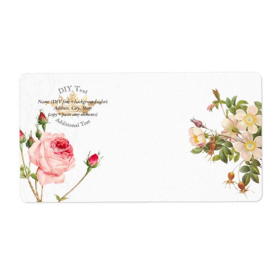 Roses vintages de PixDezines Redoute/couronne d'or Étiquette D'expédition