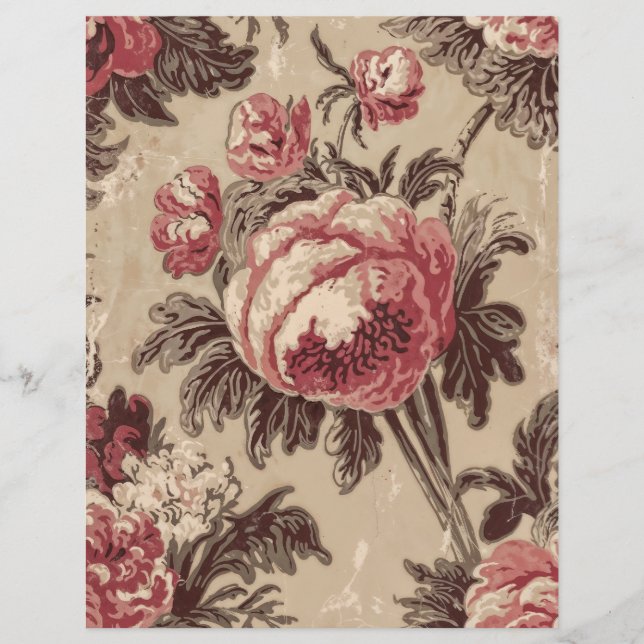 roses vintages shabby chic papier à gratter (Devant)