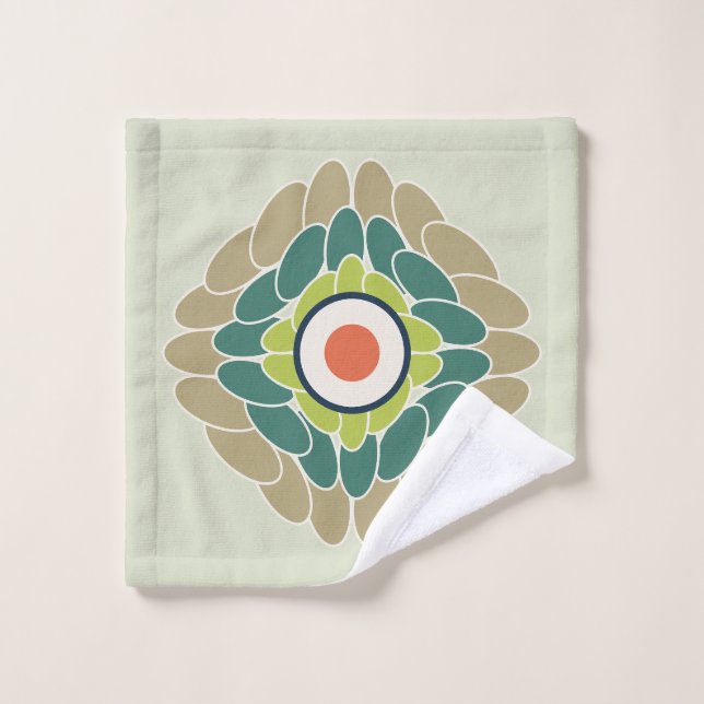Rosette verdoyante graphique verte (Gant de toilette)