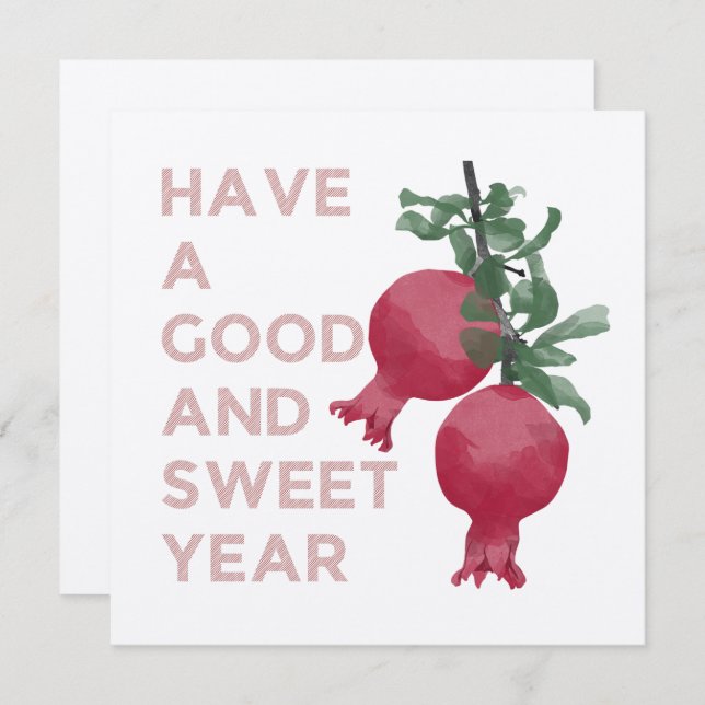 Rosh Hashana Juif Nouvel An Souhaite w. Grenade (Devant / Derrière)