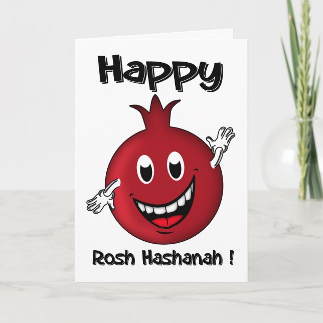 Rosh Hashanah, Bonne carte de grenade caricaturale (Devant)